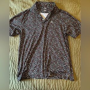 Rhoback Black and Red Patterned Polo Shirt